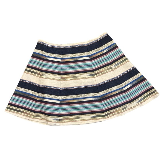 Anthropologie+Chloe Oliver Hayley Skater Skirt Sz 12 Striped Serape Thick Weave - Picture 1 of 6